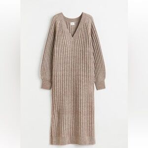 H&M Taupe Ribbed Knit Sweater Dress -XS